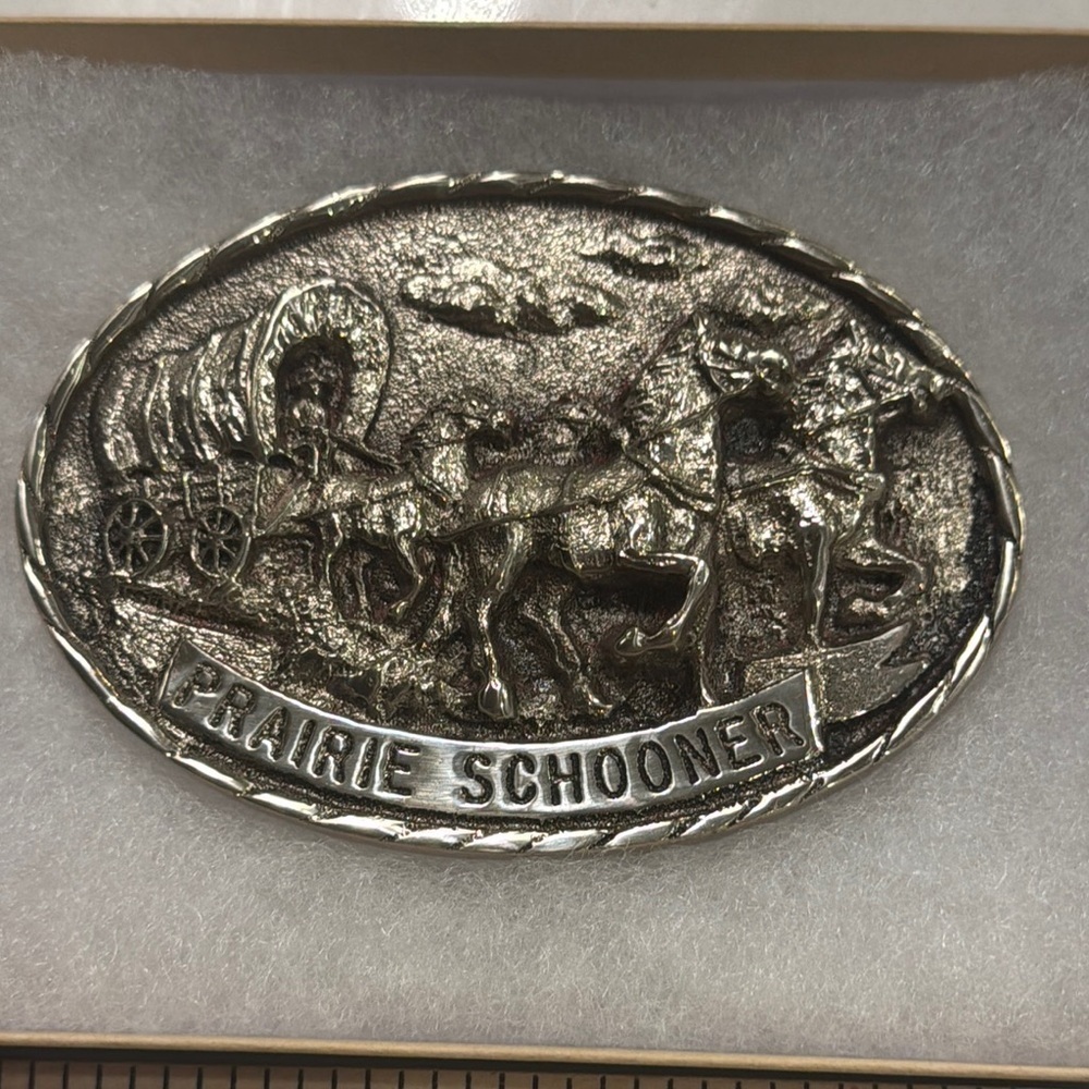 Prairie Schooner Solid Brass Belt Buckle